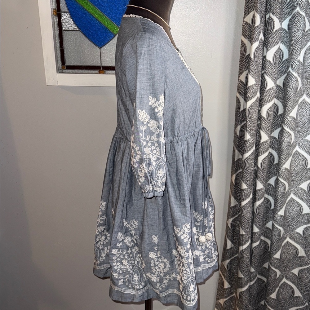 Artka Embroidered Cotton Mini Dress SZ Small - Picture 6 of 7